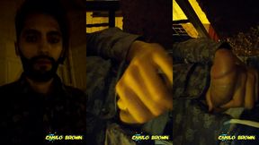 hot colombian guy jerking off in public after a party night - camilo brown