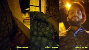 hot colombian guy jerking off in public after a party night - camilo brown
