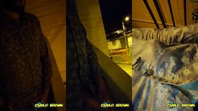 hot colombian guy jerking off in public after a party night - camilo brown
