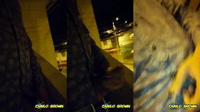 hot colombian guy jerking off in public after a party night - camilo brown
