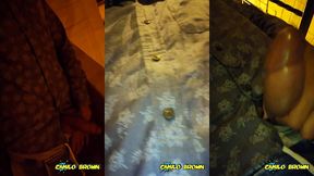 hot colombian guy jerking off in public after a party night - camilo brown