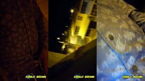 hot colombian guy jerking off in public after a party night - camilo brown