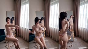 creaming my body in a hotel room