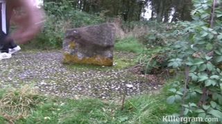 Killergram Candi Blows goes daytime dogging sucking lots of cocks