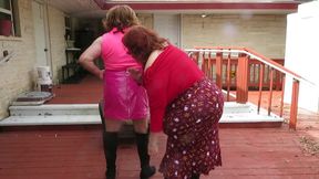 Brittney CD modeling her new pink outfit and boots