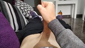 Big White Cock Plays His Foreskin and Cums Moaning Loud