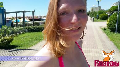 The ginger teen gagging on my fat cock while her tits slap in a bikini