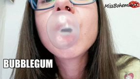 Chewing Bubble Gum and Making Bubbles in Your Face - HD MP4