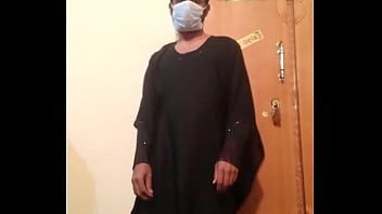 Hot Pakistani gay boy masturbating with Hot black gown with dancing