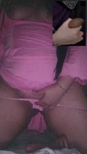 She Uses Big Dildo on Discord While He Beats His Meat