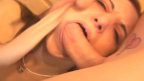 Cute redhead teenie blows two dicks in double barrel action