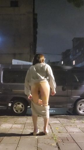 Outdoor Anal Sex with Huge Dildo, Cum on Panties and Put Them Back on