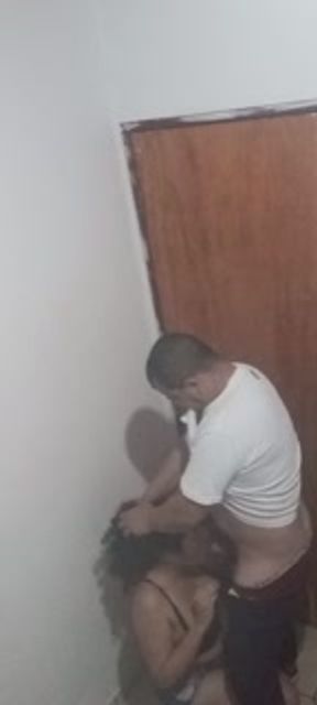 Cuckold's girlfriend stranger in bathroom