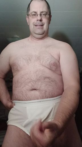 Jerking my cock in white BVD briefs- no cumshot