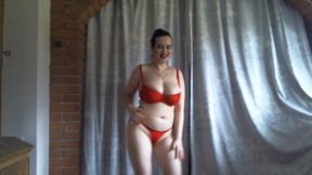 New beautiful striptease for you. Stripping off sexy red underwear, and sexy nude dance.