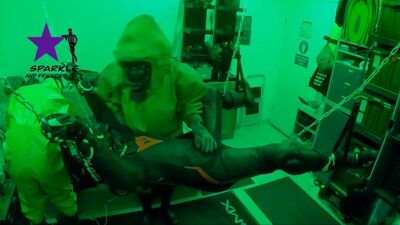 Pup Sparkle is having fun in a hard core gay action