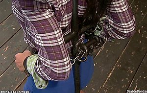 Asian slut lezdom tormented in device