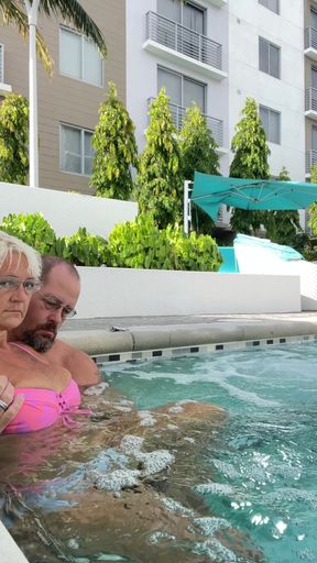 Getting Frisky in the Hot Tub. Boob Play