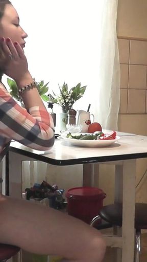 Must-share moment from &quot;Sexy blonde milf and beautiful brunette girl in the kitchen without panties. Stockings transparent&quot;