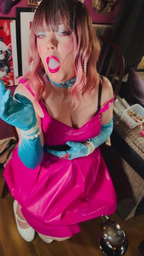 It's A Sin! Tina Snua In Leather &amp; Satin Gloves Smokes A Cork Cigarette - OMI OME Snap Inhales Drifting Smoke Smoker