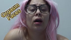 My Stepsister records her face as she masturbates and records the reactions on her face as she cums all over her face while masturbating