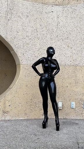 Miss Fetilicious Bts Outdoor Shoot in Heavy Rubber