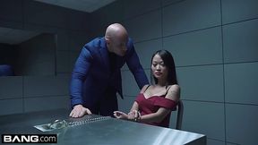 Asian bitch w Trimmed pussy & Big tits tries Anal Sex with COP