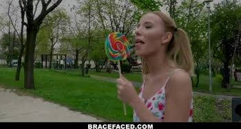 Poppy Pleasure's Blonde Delight: Sucking a Massive Dick with Braces On