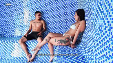 Big booty milf rides a stranger’s dick in the public sauna raw cumshot
