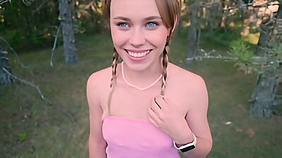 Fucking my stepsister's pussy in nature because I got a hard-on at the sight of her naked ass