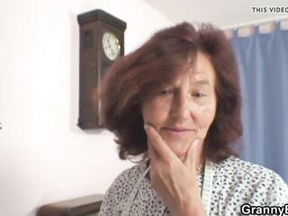 Clothed 70 years old granny rides young cock