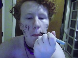 Trans Wench writes all over her Body