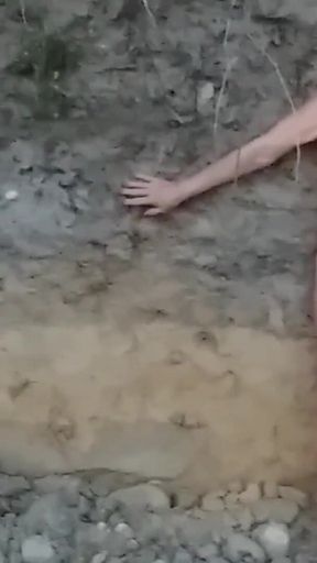 Naked Granny in a Gravel Pit!