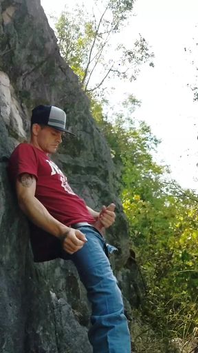 New outdoor jerk off and cum in the woods