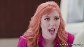 Trans cupid Jade Venus testing lesbian couple and fucking with big dick in threesome