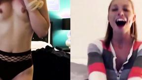 ”Big juicy tits Aidra Fox plays with snatch on webcam for dyke”