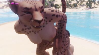 AI Generated Furry Animation Fucks Big Ass Milf Until Cum Drips From Her Big Tits