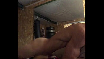 Fucking a silicone ass in the garage in the morning / Really homemade Russian video