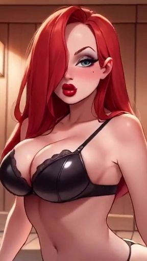 Cosplay. Jessica Bouncing Big Tits and Booty in the Sauna