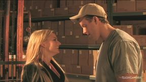 Delivering the package to the naughty blonde chick quickly turns into a rough pounding session