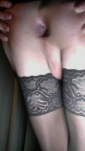 In skirt and stockings I show my little hole
