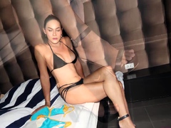 Sexy Ladyboy Nadia Smokes Cigarette And Shows Off