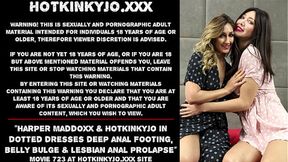 Harper Maddoxx & Hotkinkyjo in dotted dresses deep anal footing, belly bulge & lesbian anal prolapse