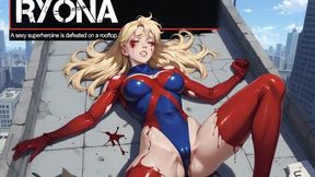 Superheroine Shadowstrike Defeated Fucked on Rooftop Intense Ryona Combat with Low Blows Bearhugs Mask Cracking Submission Multiple Orgasms