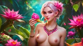 Big Breasted Nude Elf Girl with Dragon Fruit