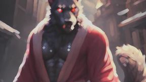 Werewolf gushes cum on his knot while he talks dirty to himself