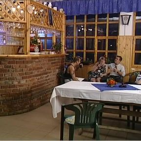 Mature Busty Chubby Fucked by Two Waiters with Big Cocks in the Restaurant