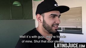 Bearded Angelo joins the blowjob session of Marc and Maximiliano