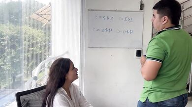 My English teacher gets her throat fucked hard in class