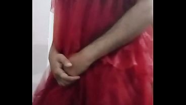 Indian Gay Crossdresser Gaurisissy real xxx homemade sex in Red lehenga